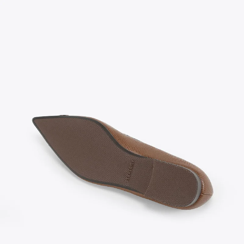 EDI Ballerine Plate Pointue - Caramel Embossé