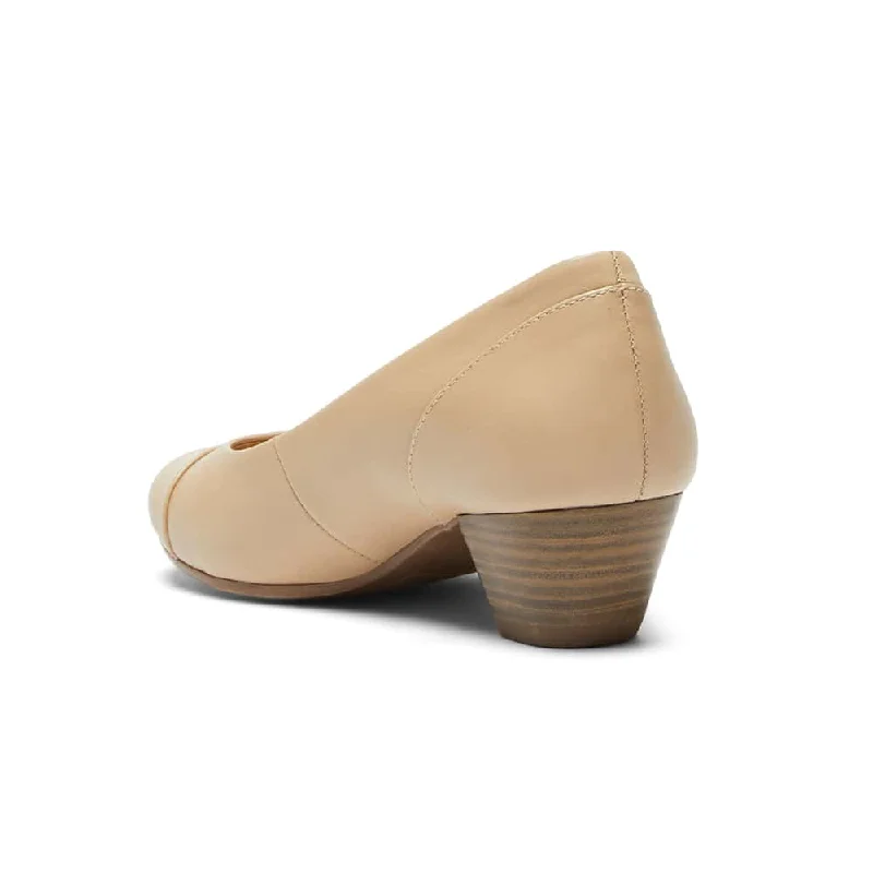 Acton Heel in Nude Leather