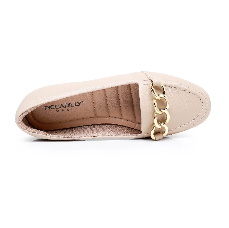 Beige Napa Flat Women Shoes (122.010)