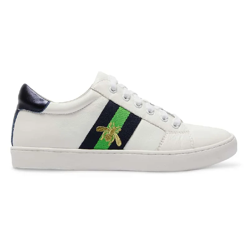 Belem Sneaker in White And Green Leather