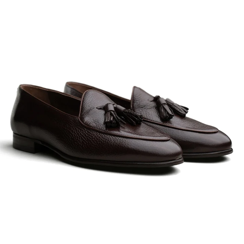 Belgian Tassel Loafer - Brown Deerskin