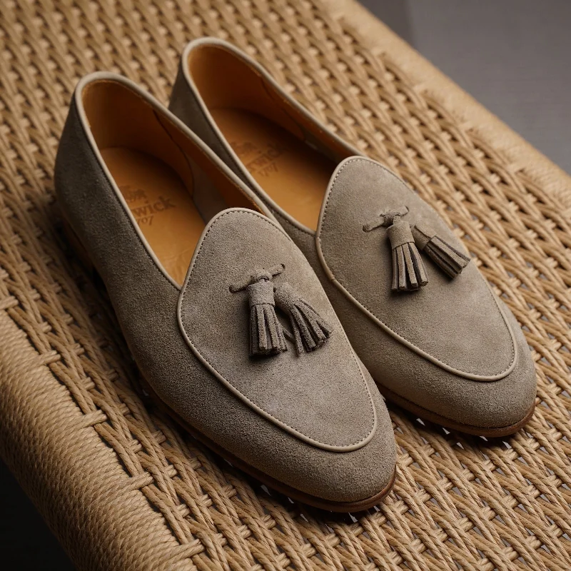 Belgian Tassel Loafer - Sand Suede