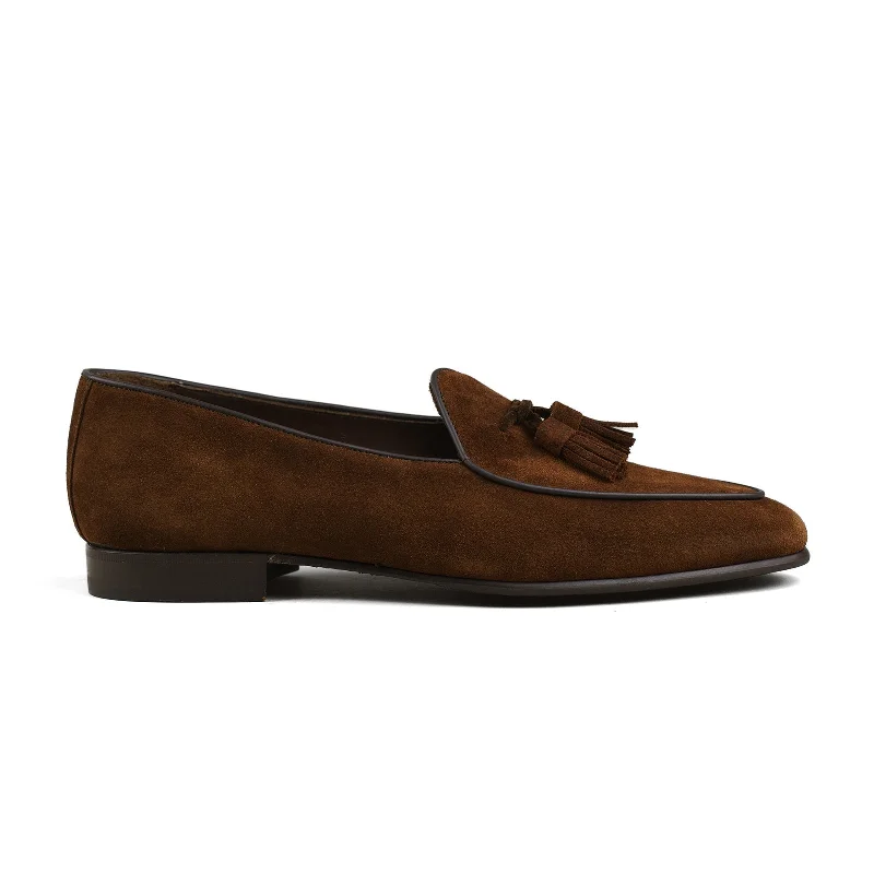 Belgian Tassel Loafer - Snuff Brown Suede