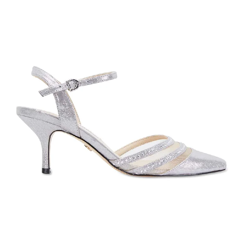 Belicia Heel in Silver Fabric