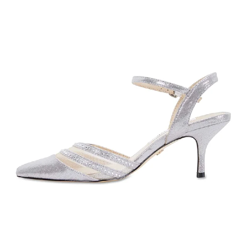 Belicia Heel in Silver Fabric