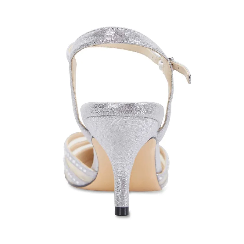 Belicia Heel in Silver Fabric