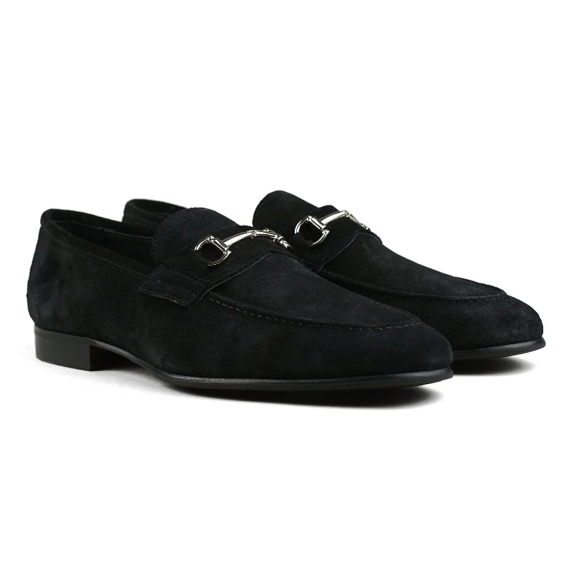 Blake Bit Loafer - Black Suede