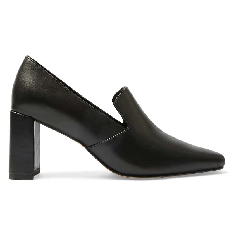 Brigid Heel in Black Leather