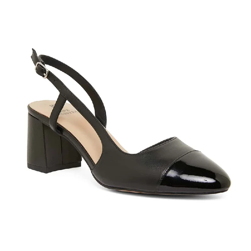 Chapter Heel in Black On Black Leather