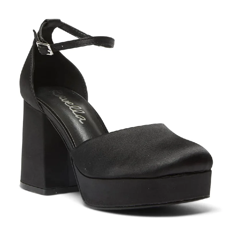 Chase Heel in Black Satin