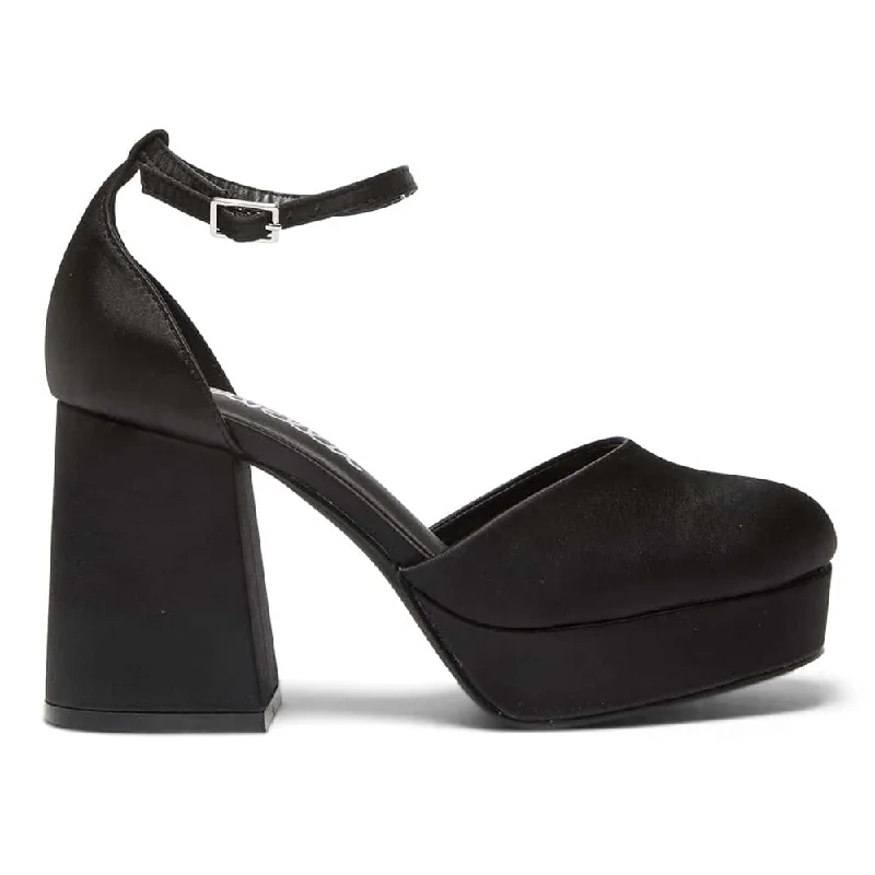 Chase Heel in Black Satin