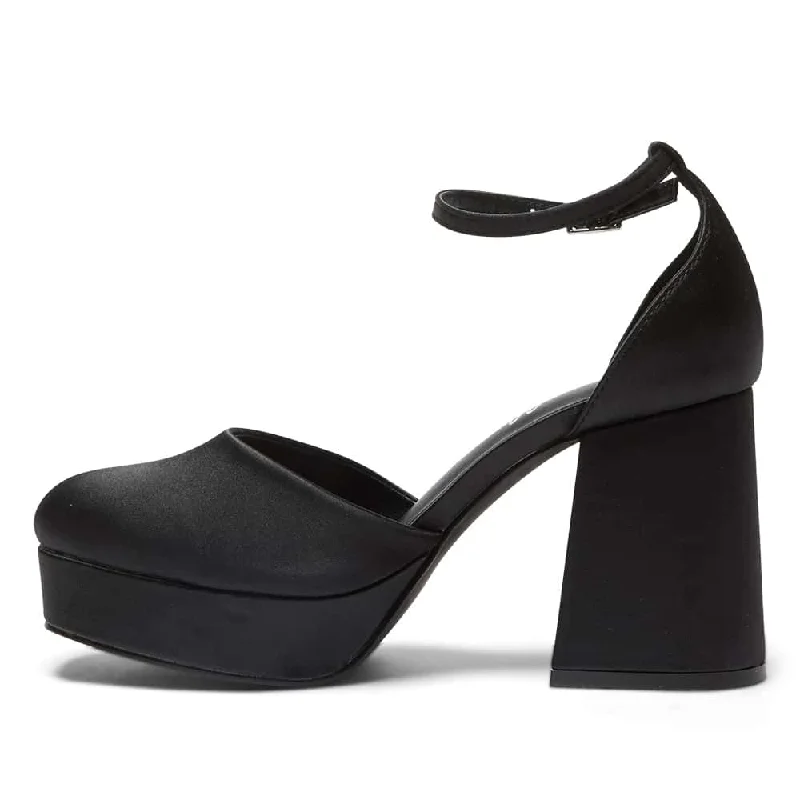 Chase Heel in Black Satin