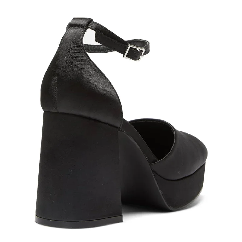 Chase Heel in Black Satin