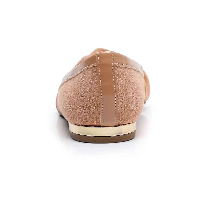 Beige Microfiber Flats for Women (274.059)