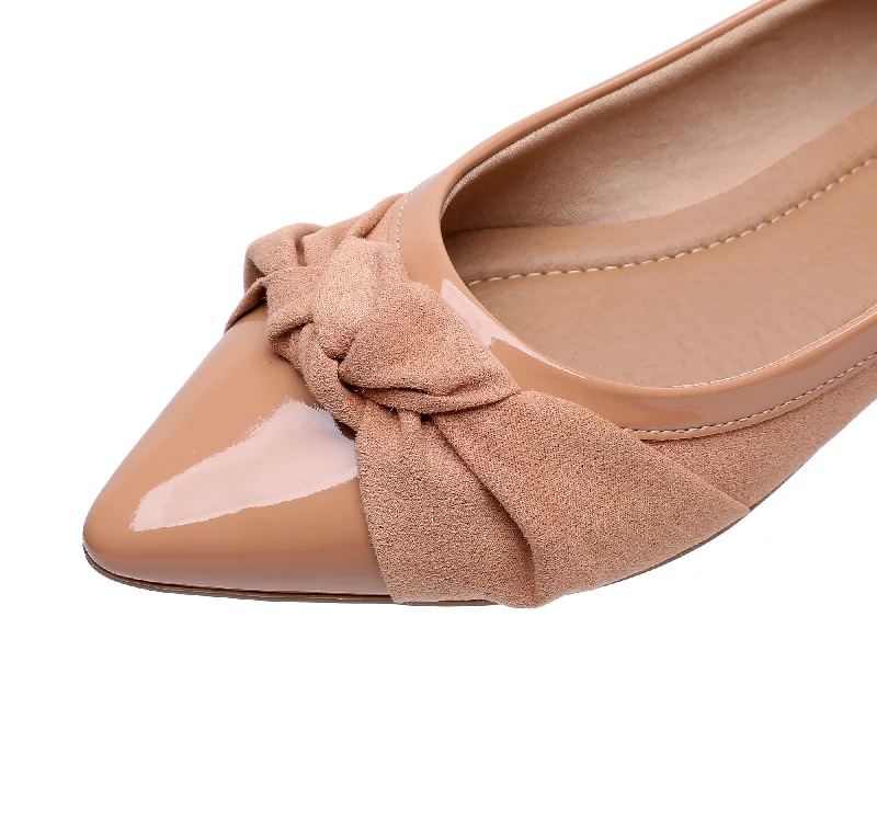 Beige Microfiber Flats for Women (274.059)