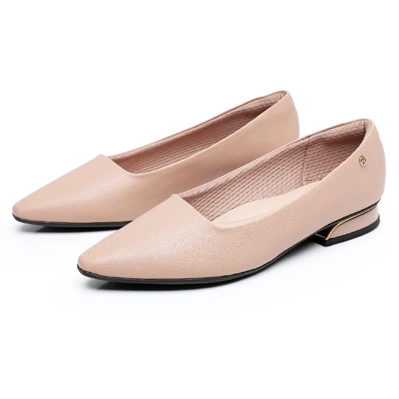 Sleek Deco Point Flats - Nude (274.054)