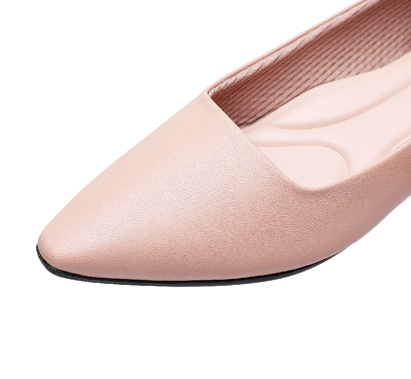 Sleek Deco Point Flats - Nude (274.054)