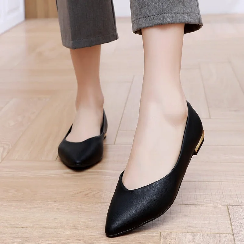 Sleek Deco Point Flats - Black Nappa (274.054)