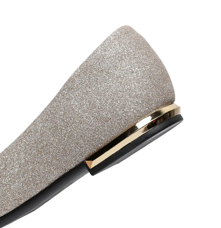 Sleek Deco Point Flats - Glitter Champagne (274.054)