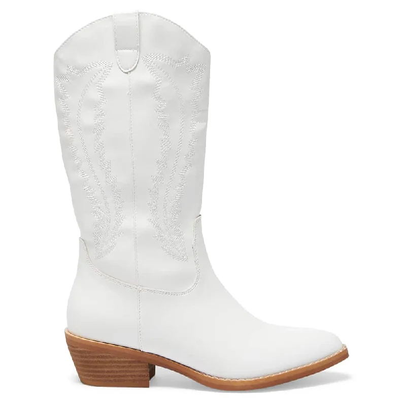 Cowboy Boot in White Smooth