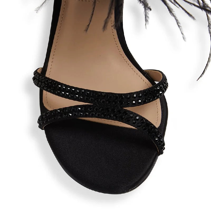 Dalva Heel in Black Satin