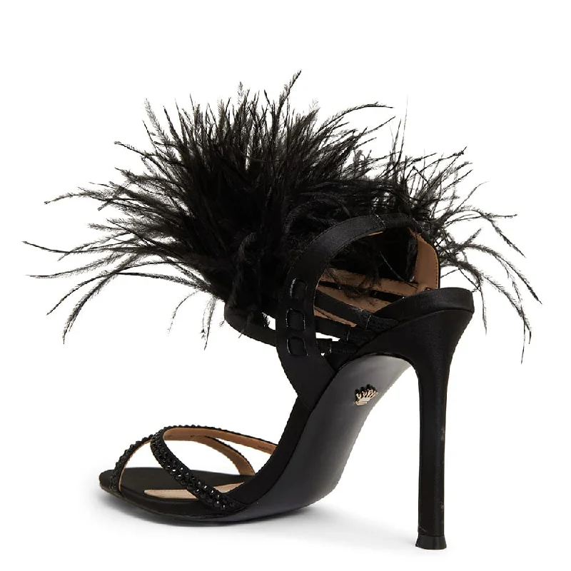 Dalva Heel in Black Satin