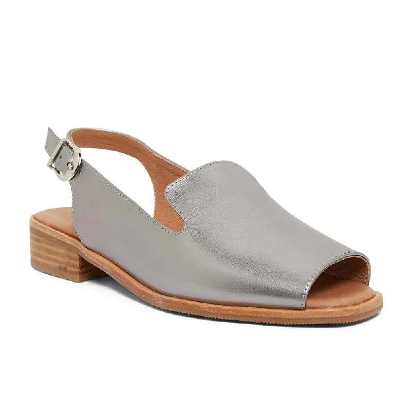 Delaney Sandal in Pewter Leather