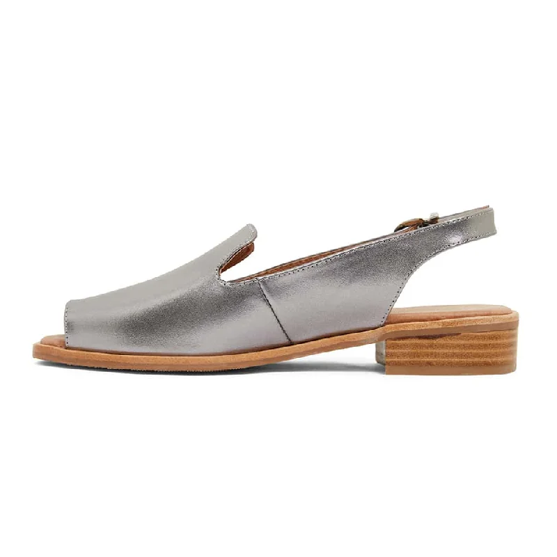 Delaney Sandal in Pewter Leather