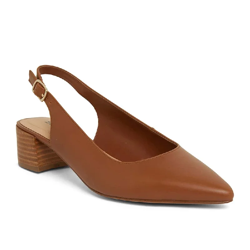 Dena Heel in Cognac Leather