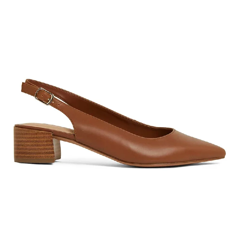 Dena Heel in Cognac Leather