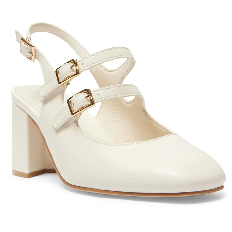 Diana Heel in Ivory Leather