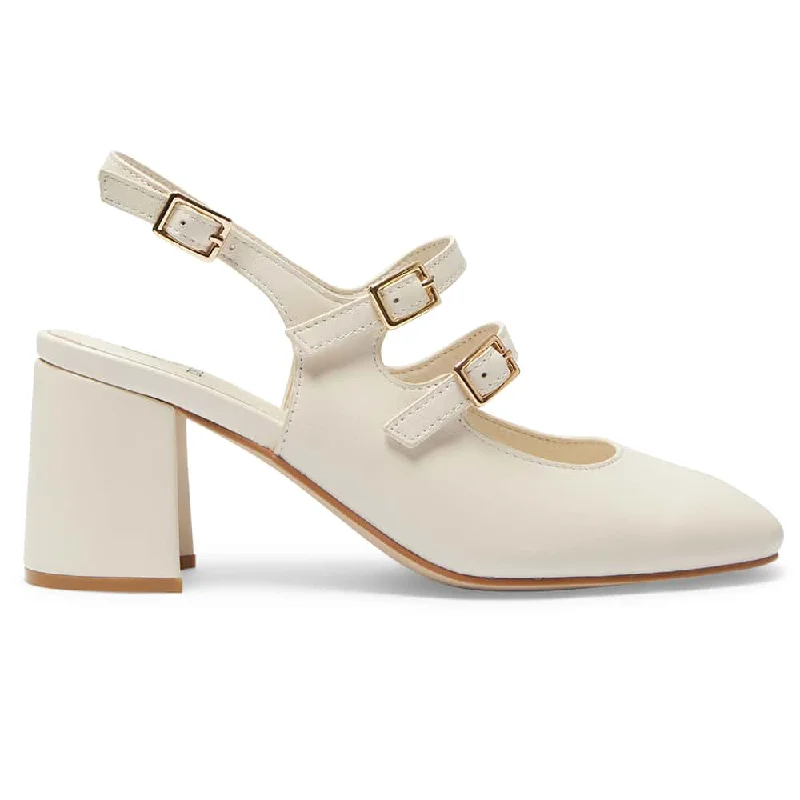 Diana Heel in Ivory Leather