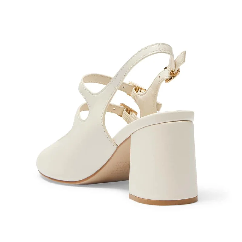 Diana Heel in Ivory Leather