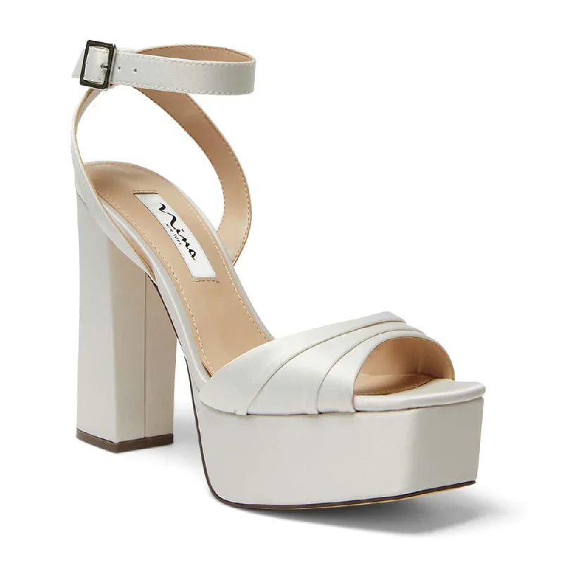 Dorcas Heel in Ivory Satin