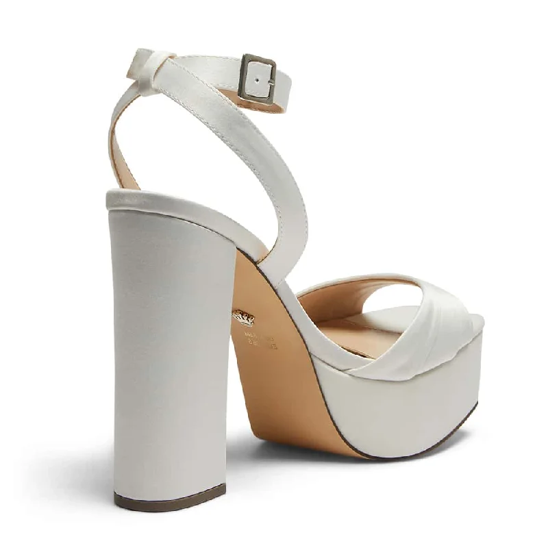 Dorcas Heel in Ivory Satin