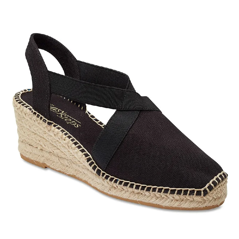 Elise Espadrille in Black Fabric