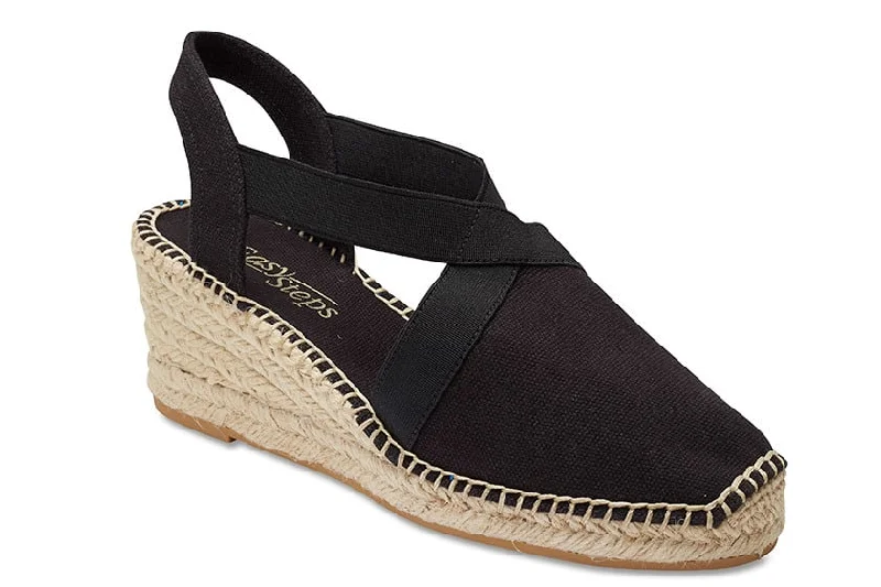 Elise Espadrille in Black Fabric