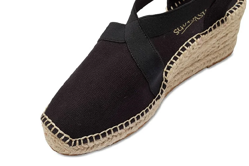 Elise Espadrille in Black Fabric