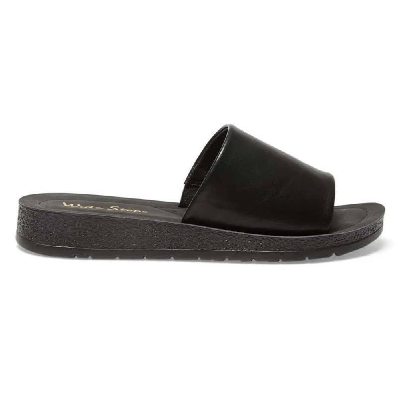 Enid Slide in Black On Black Smooth