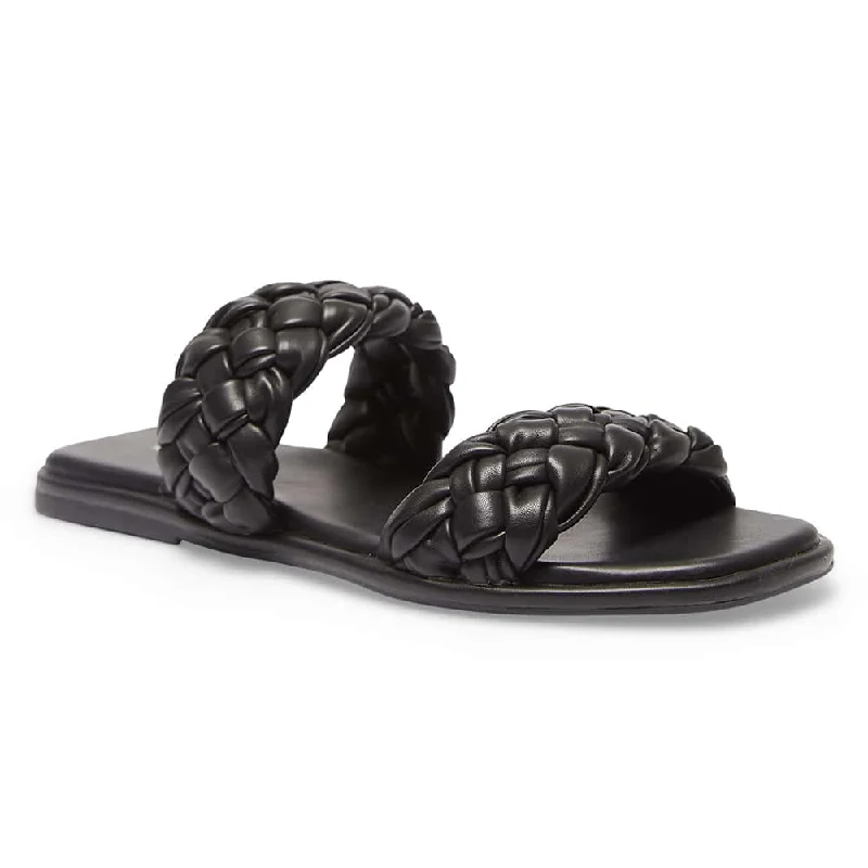 Enya Slide in Black Smooth