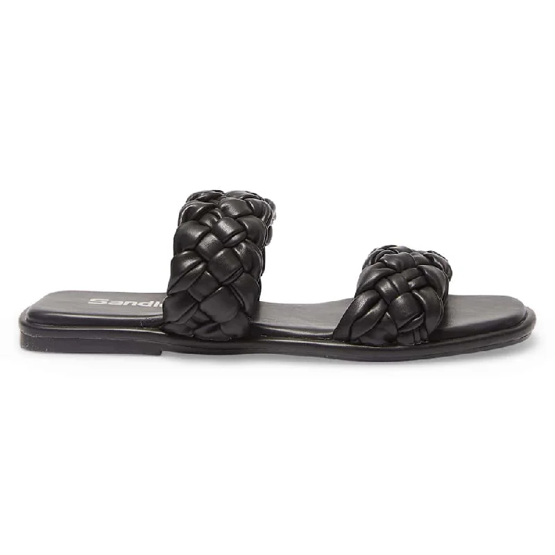 Enya Slide in Black Smooth