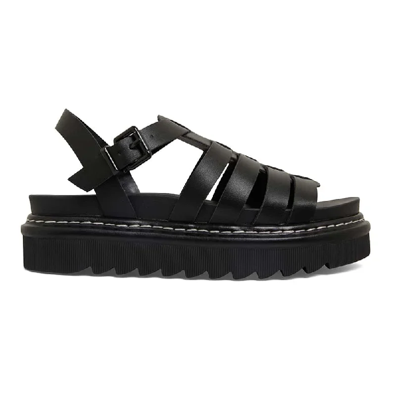 Force Sandal in Black Smooth