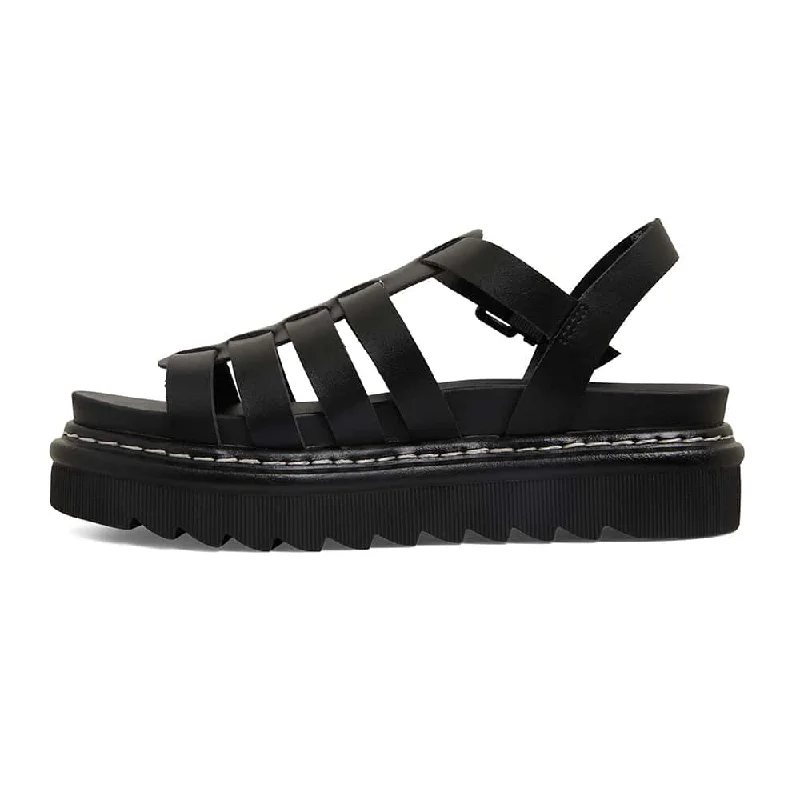 Force Sandal in Black Smooth