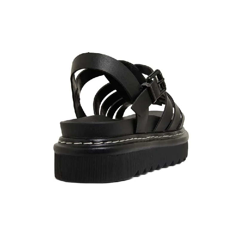 Force Sandal in Black Smooth