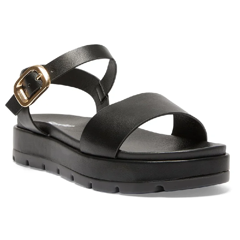 Frankie Sandal in Black Smooth