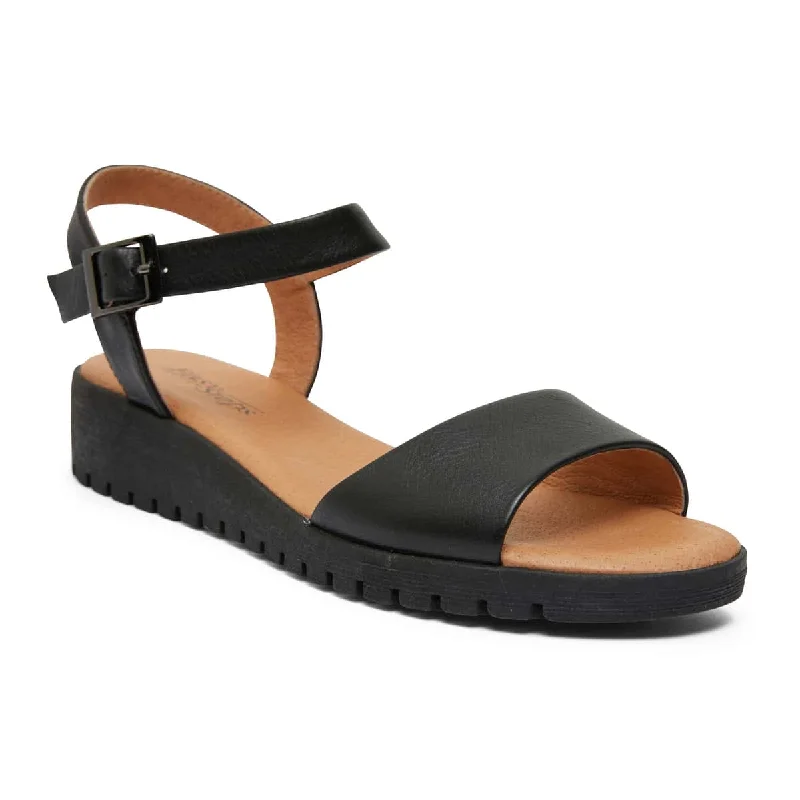 Georgie Sandal in Black Leather