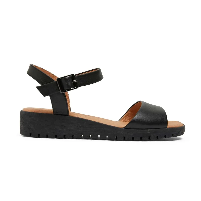 Georgie Sandal in Black Leather