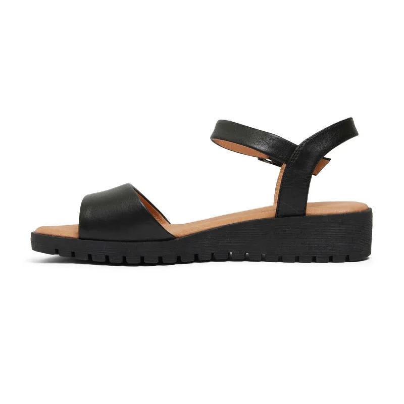 Georgie Sandal in Black Leather