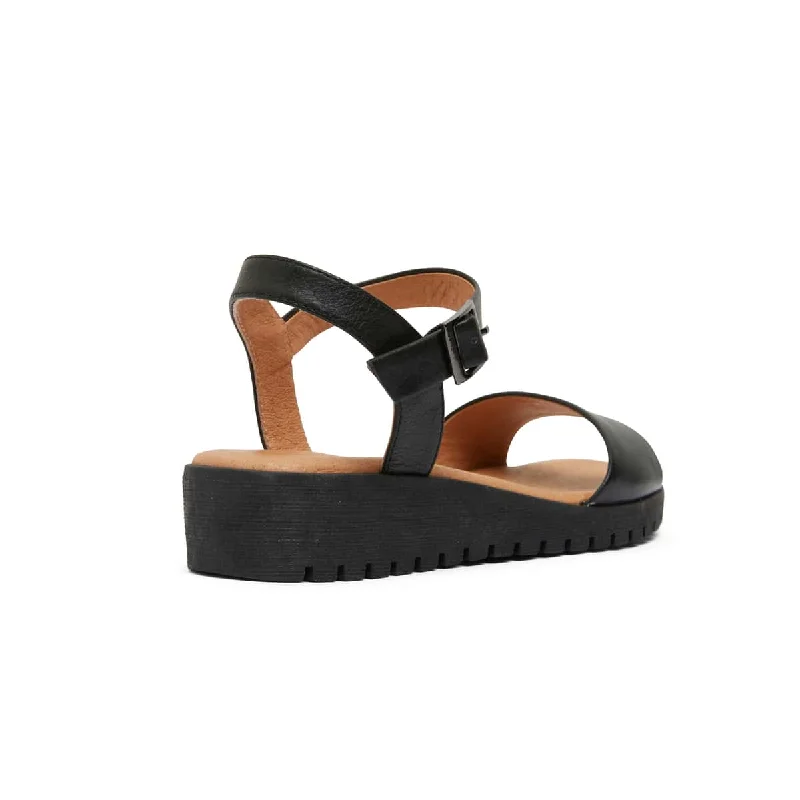 Georgie Sandal in Black Leather