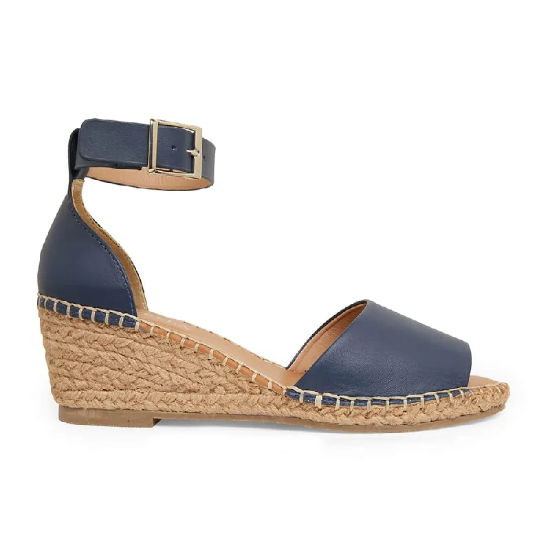 Henley Espadrille in Navy Leather